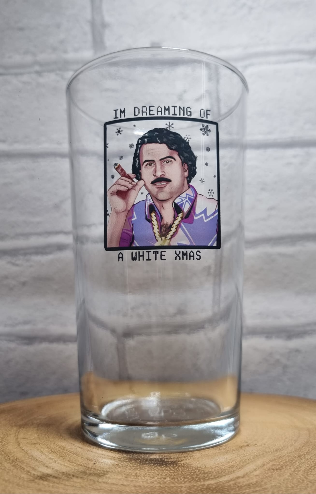Pablo Escobar Christmas Beer Glass
