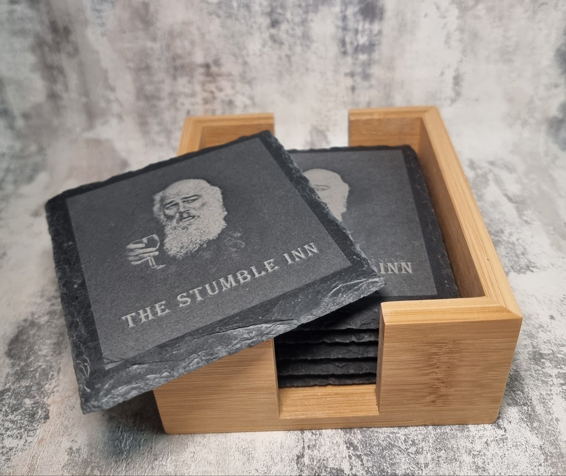 personalised custom laser engraved set of 6 coasters